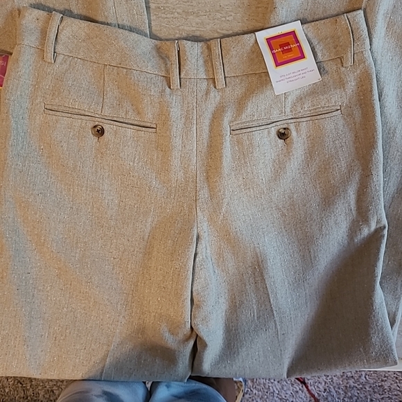 Isaac Mizrahi Wool Blend Wide Leg Khaki Tan Dress Pants Size 8 NWT - Picture 4 of 10